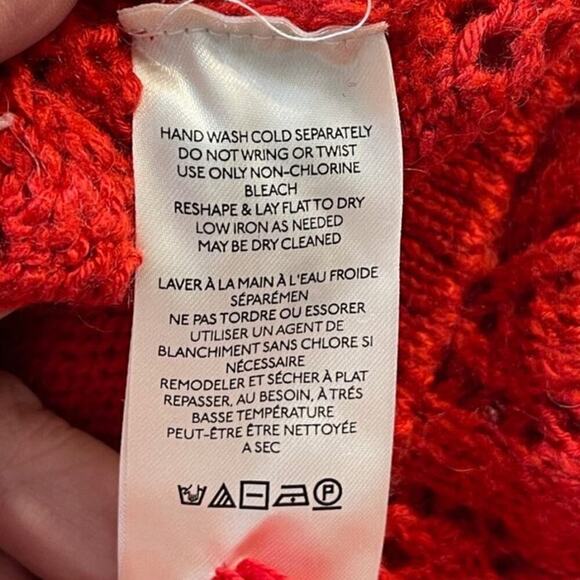 by Anthropologie Red Pointelle Knit Sweater Size XL New OB1773429 - Picture 6 of 7